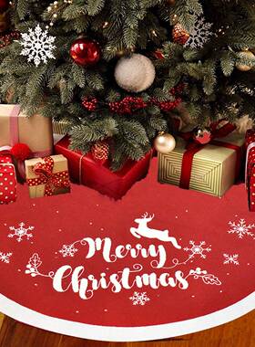 29004新款圣诞裙立体绣树鹿雪字母针织圣诞树裙圣2诞树花底围裙