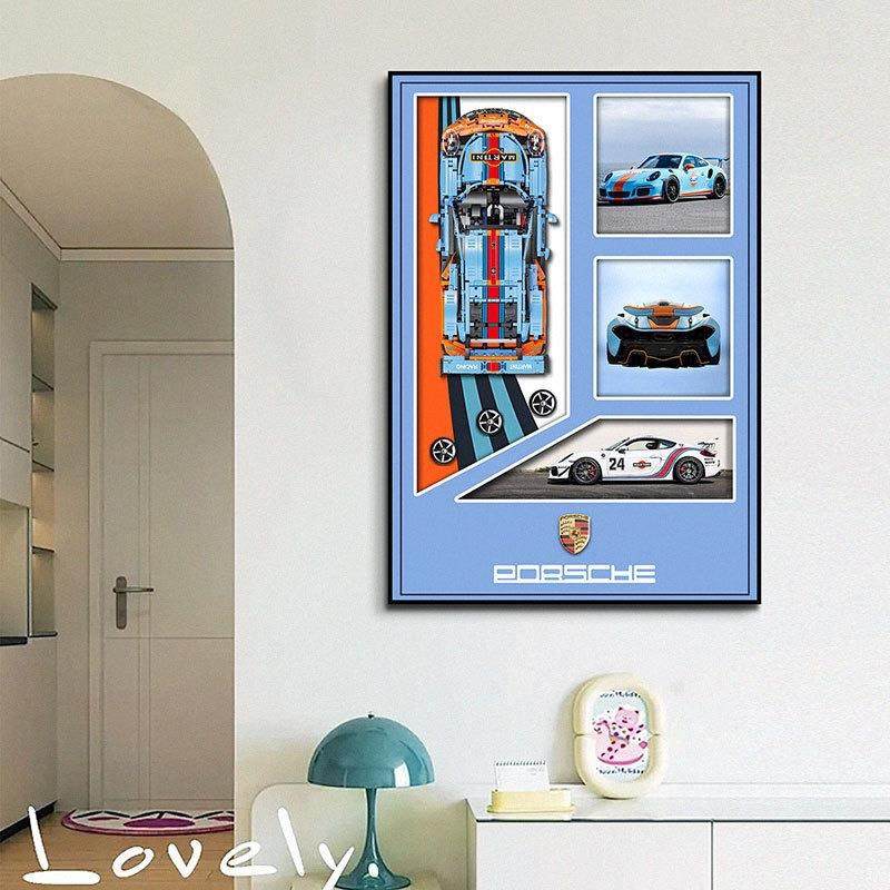 汽车模型911跑车车展框示框架画积木上墙相儿童Ｔ117框立名体装饰,家居饰品,工艺画,淘宝优惠券,粉丝福利购,淘宝优惠卷