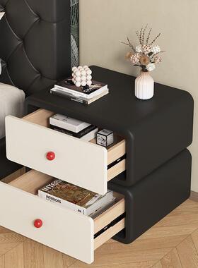 奶油床风头柜实木简约现代卧室床柜2HOQ0边25年新款小型收纳安柜