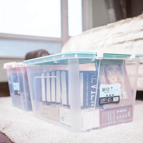 318茶花86收纳箱塑料大具号透明衣服被子L家玩储存整理箱带盖用