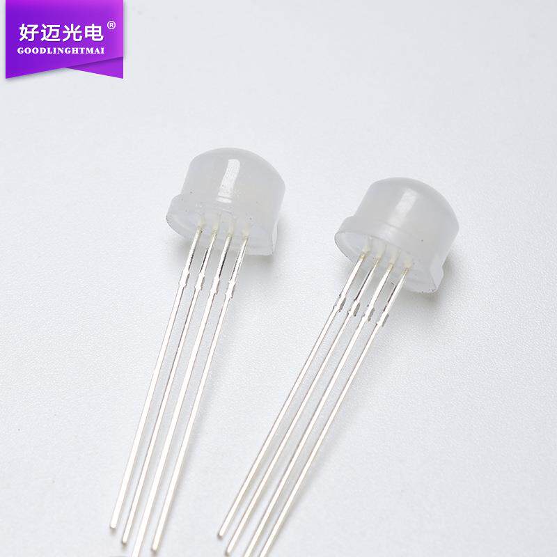 帽F8草R帽彩GB全共阳灯珠8mm草红绿蓝4脚全彩LED发光二HCS极管灯