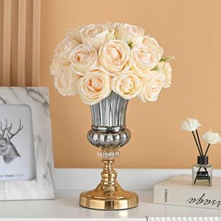 轻奢玫瑰仿真花客厅装饰高花花艺摆件i7jxwAsQ餐桌摆设干假花束酒