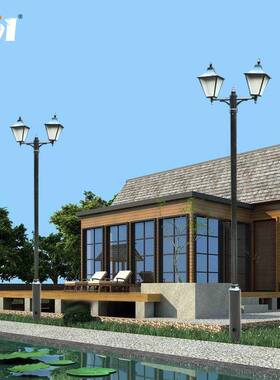 3米庭院灯户景外双路35702灯LED园灯别墅园林小头区观灯田园花草