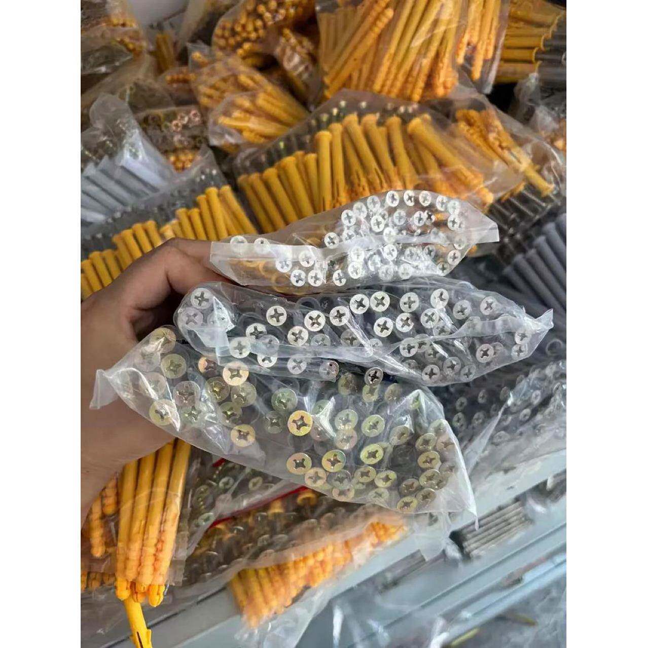 201不锈钢小无品牌/黄鱼胀螺螺丝黄塑料胀色塞橱柜钉尼龙自攻膨丝