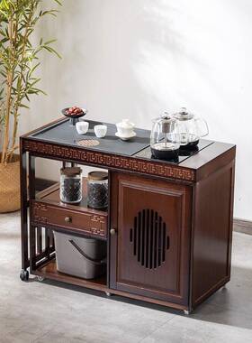 新中式茶小户型家用可YNK桌新移动旋伸缩小茶几转烧水泡茶一体茶