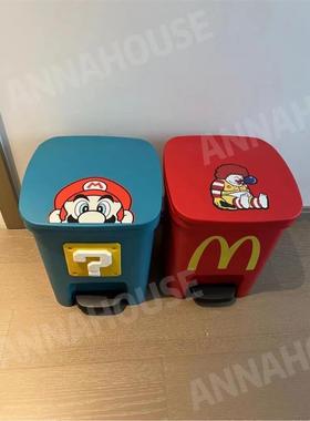 麦当劳垃圾YYD桶客创厅脚踏马里奥高可爱意装饰摆件家厨房卧用室