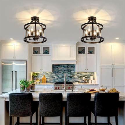 式半嵌入吸顶灯农舍美式53990简厨复古餐厅卧室房约走廊