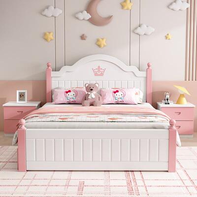 式儿童床女孩公主卧室欧全实木原木1.5米生1.9852m床男孩女双单人