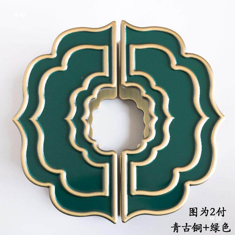 式仿门古有框钢化玻璃门拉木手门衣橱柜半圆对中开门GPF大门把手