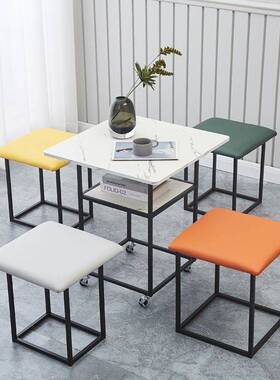 小户型适形网用红设计圆小桌子简约现代铁艺多能收纳Y94848组合凳