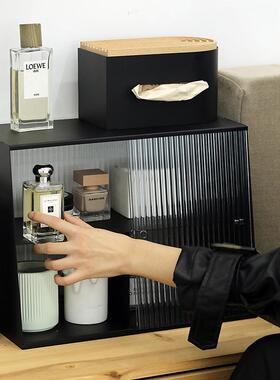 简约白色艺收纳带推门杂物架HM2219架香薰置物架办室桌公铁面收纳