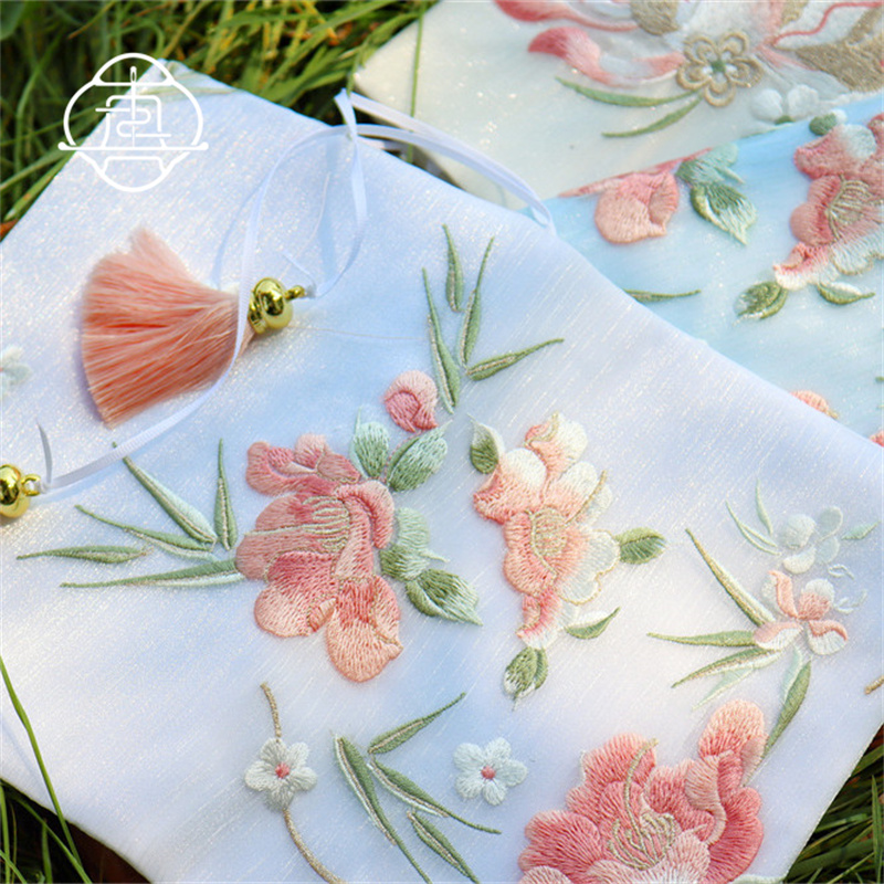 真我 芍药荷花 中式刺绣手工布书衣套装A5A6手账本记事本封套文创