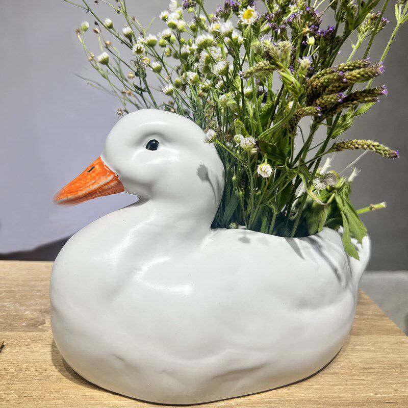 可爱田园风大鸭子陶瓷落地摆件庭院阳台花园装饰多肉卡通小花盆