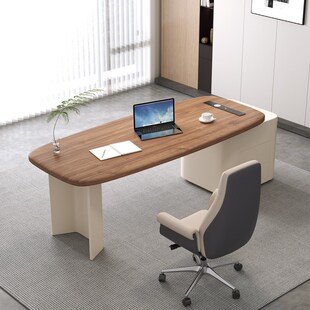 书桌奶油风复古家用书房写字台办公桌电脑桌全实木美容院咨询桌子