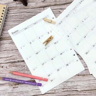 SEASON台湾四季A5活页本6孔替芯2025年月历周计划表每日日程本 A7