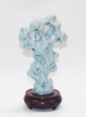 青釉太湖石陶瓷样板间摆件客厅太湖石假山太湖石饰品博古架太湖石