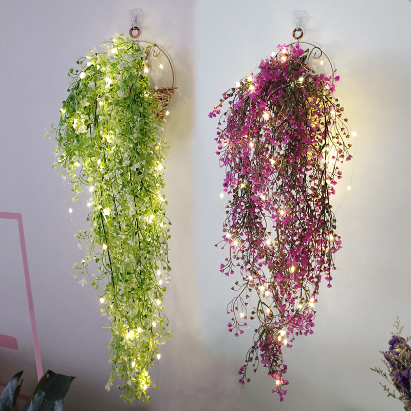 墙上挂花篮装饰花店铺装饰品创意奶茶店墙面挂件房间墙壁仿真植物