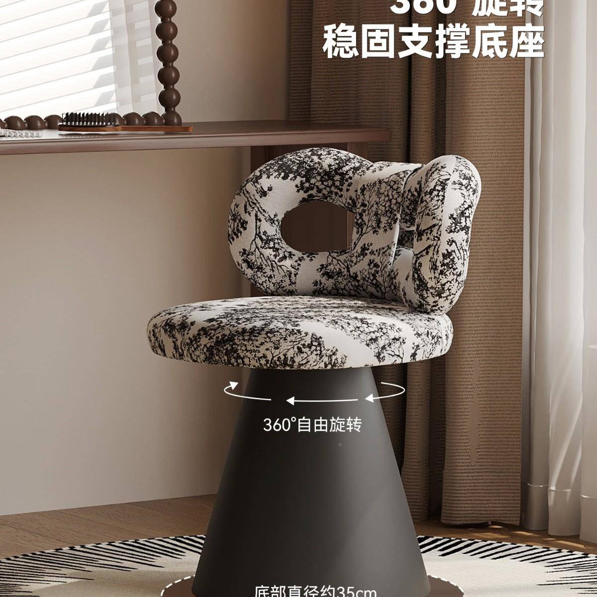 化中古风妆凳女生卧室可旋转化梳妆凳结KNJ轻奢感复古蝴蝶妆椅子