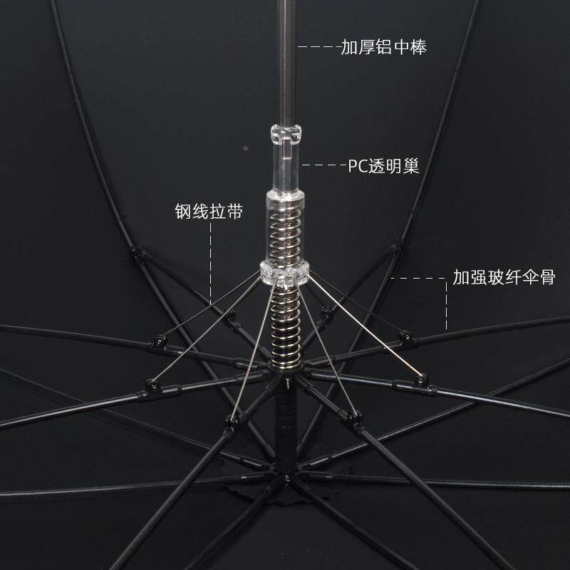 高端长轻柄伞奢合金手柄直雨杆伞晴雨两用PZV牢固抗风纤钢骨维商