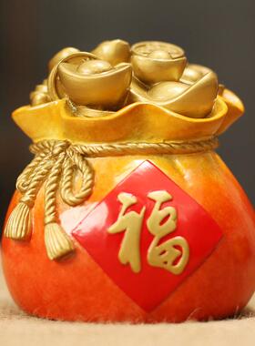 财旺福袋钱袋办招摆财VRC进宝摆件聚宝盆客厅书房公桌面件店室铺