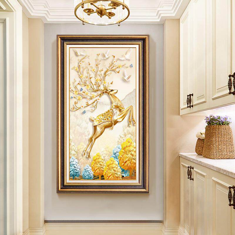 欧式玄关装饰画美式风格过入户廊道竖版挂画书房大画QYhlz201气壁