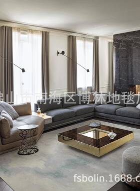 工厂直销代现轻奢客厅羊毛地腈毯卧室蓝绿色形渐变手工纶长020方