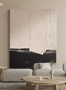 法ACY751式奶油风肌黑理手绘油边画客厅沙柜发后装饰画高端餐玄关
