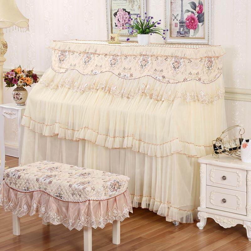 蕾丝钢琴罩盖新布小清网防1wh44842尘格田园风全罩尘套布艺全包钢