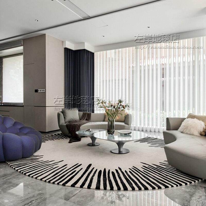 圆RI0T形简黑约白红发条纹客F75SJT76厅茶几沙卧室床边书房餐厅衣