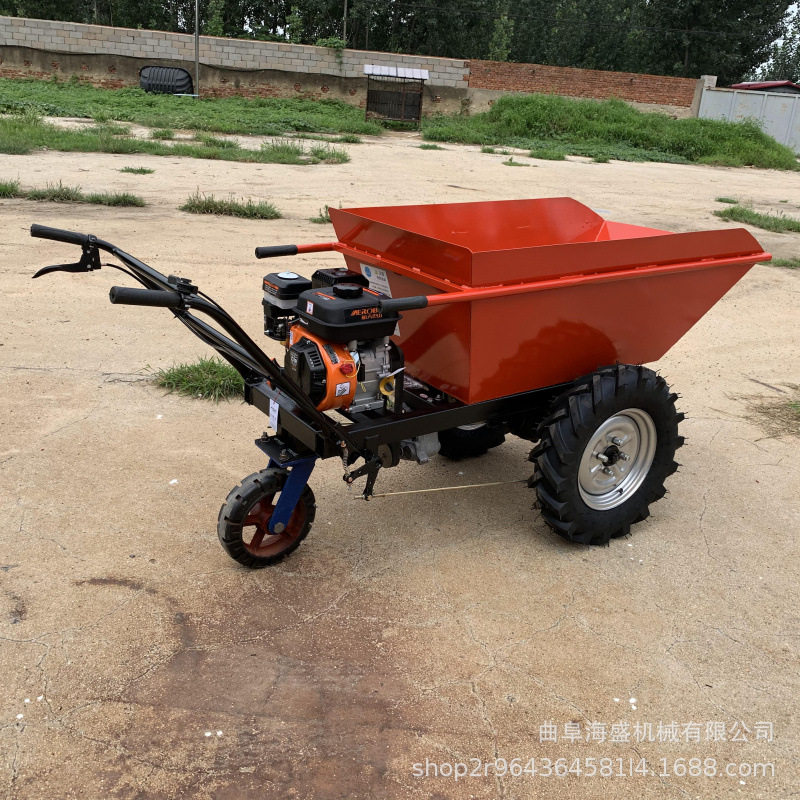 山地果园工地手推汽油翻斗车