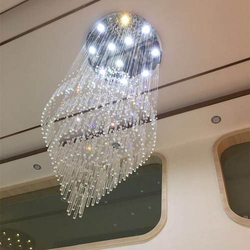 复梯式楼楼水大吊灯现代简约别墅客吊厅大厅9114-400长灯餐厅晶水