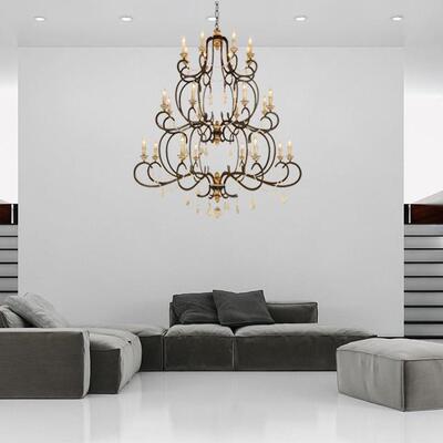 创意美式村法式大吊灯厅别墅复式楼酒乡9216-10店灯大厅客卧室复