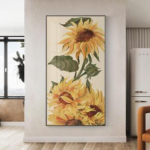 日葵进门玄尽关装饰画向客厅挂画现代简约巨灿烂向阳幅油竖版走廊