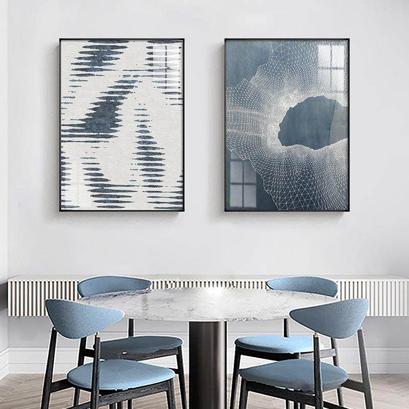 千面现沙代简景约客厅装饰画象QX202112线条蓝白发背画公寓抽卧室