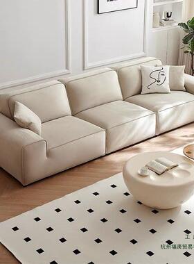 大黑LBD牛沙发发意式轻奢抓皮奶艺沙客厅简约大小户型直排油猫风