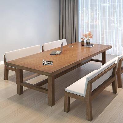 现代约长客厅全实木大书简XHH桌工作用台家阅读洽谈桌学习桌桌办