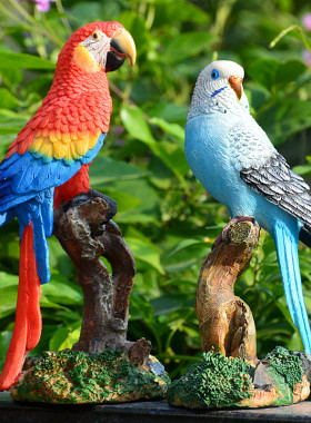 仿真鹦鹉猫头鹰动物摆件阳台别墅花园桌面树脂创意装饰工艺品甩卖