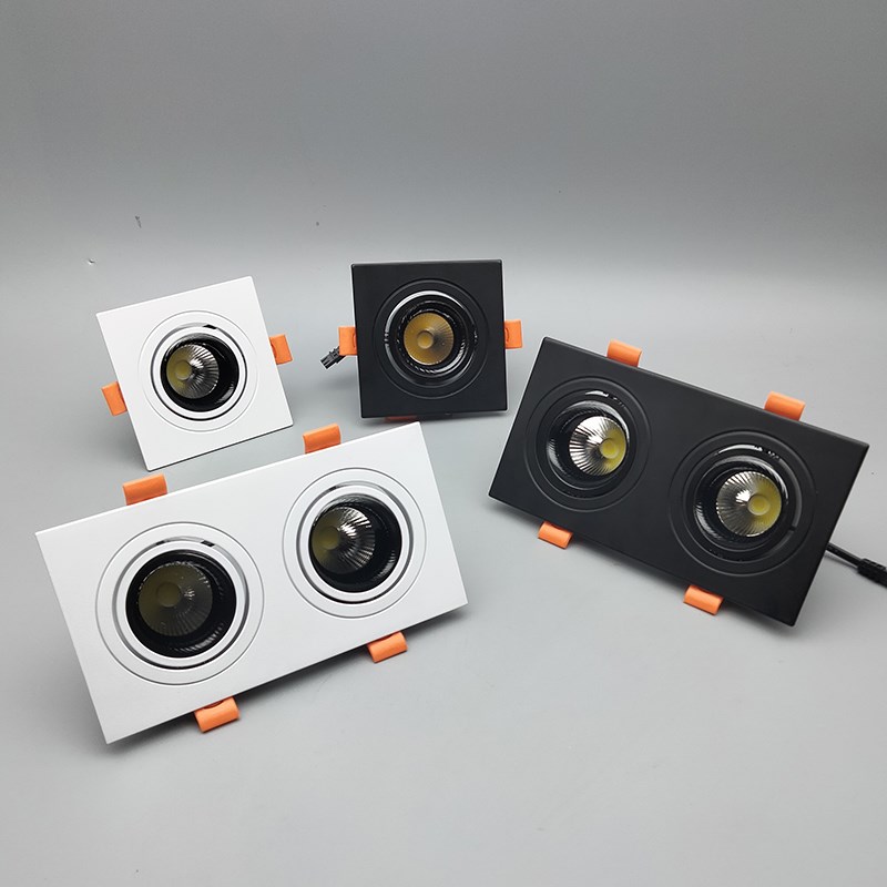 优质耐用LED双头射灯牛眼灯客厅吊顶长方形嵌入式天花灯cob洗墙灯