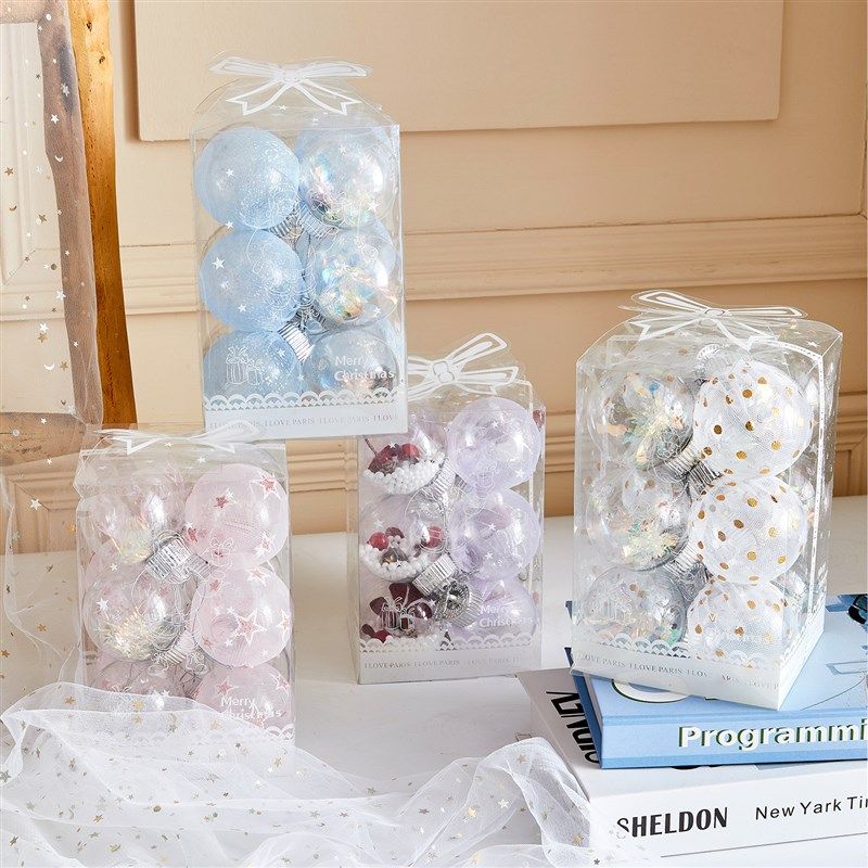 透明彩丝网纱圣诞球6cm彩球圣诞装饰场景布置吊饰圣诞树装饰挂球,节庆用品/礼品,圣诞装饰品,淘宝优惠券,粉丝福利购,淘宝优惠卷