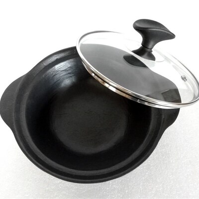 19cm煲仔饭锅巴饭专用锅生铁铸铁锅珐琅锅铁砂锅明火电磁炉通用