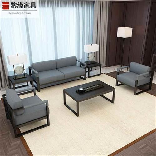 7W钢架布艺沙发休闲三人位接待室科技布小办公沙发茶几组合简约现