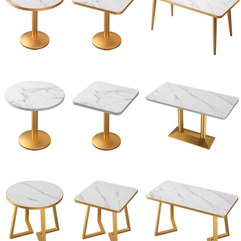 奶茶店桌椅咖啡厅洽谈仿大理石圆方桌子甜品店小吃快餐店餐桌组合