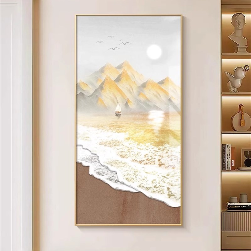 入户玄关装饰画现代简约海景客厅壁画肌理高级感进门走廊过道挂画