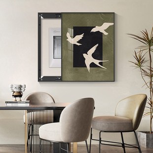 中古风电表箱装饰画2024新款强弱配电箱开关盒遮挡挂画竖款免打孔