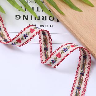 现民族花边爱NHQ心多花民纹族风织带服装辅料色D货IY涤纶织带