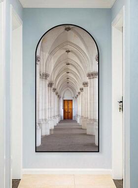 ?4门44Z现代轻奢F765MHTM玄关走廊装饰画拱形状空画间筑几何挂酒