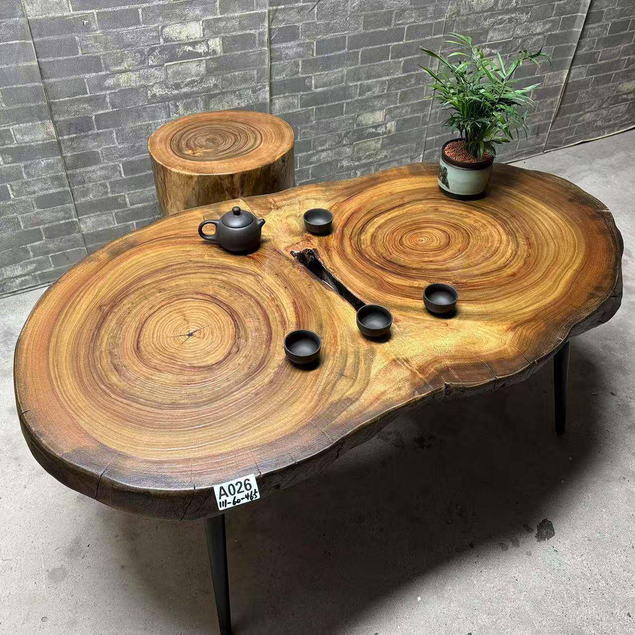 雕茶台茶家用茶室根民宿然随形原木茶桌桌实木树桩706茶桌自木墩