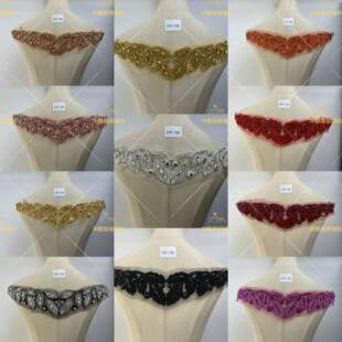 新款花水钉珠水肩饰辅料蕾丝贴DIYHY-7#服装服饰钻钻补丁贴花