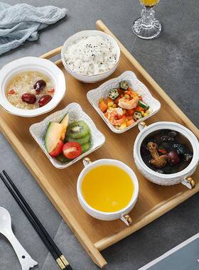 欧式VLE月子餐具瓷套装s陶医一人食院产孕妇带盖的碗碟盘会所中^