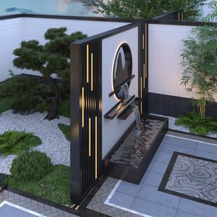 铝合金流水影壁墙户6外壁庭院别室墅外不钢影墙屏风锈隔断背景墙